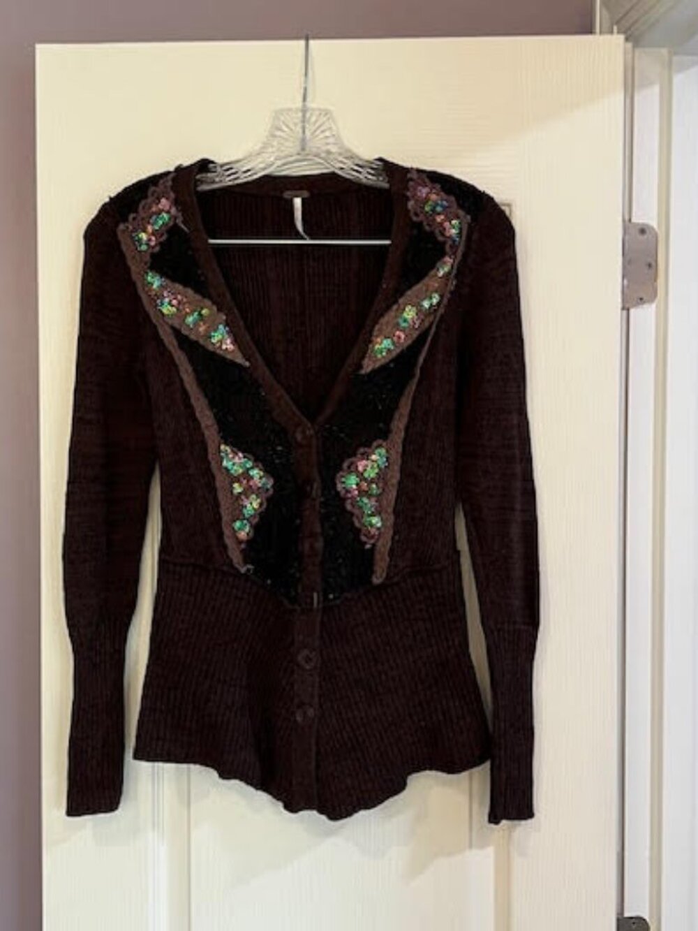 Vintage Free People Lace and Sequins Fairy Cardigan